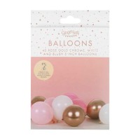 Mini Ballonnen (12cm) Set voor Ballonstand Mozaiek, Blush en Roségoud - 40 stuks