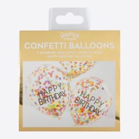 Happy Birthday Rainbow Confetti Balloons - 5pcs.