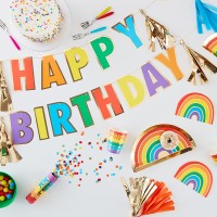 Happy Birthday Rainbow Confetti Balloons - 5pcs.