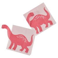 Servetten Papier Pop Out Dinosaurus Roze - 16 stuks
