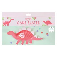 Pink Shaped Dinosaur Sweet Treat Plate - 8 pcs.