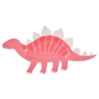 Pink Shaped Dinosaur Sweet Treat Plate - 8 pcs.