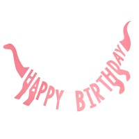 Guirlande Dinosaure 'Happy Birthday' Rose (27 x 137cm)