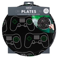 Game On Controller Paper Plates Black - 8pcs.