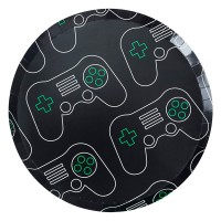 Game On Controller Paper Plates Black - 8pcs.