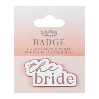 Badge "The Bride" Blanc-Rose Doré en émail