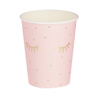 Gold Foiled andd Pink Sleepy Eyes Paper Cups - 8pcs.
