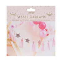 Tasselslinger Pamper Party met Glittersterren Roze (2m)