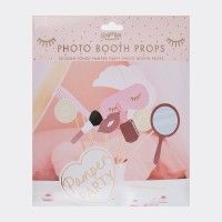 Photobooth Props Pamper Party Roze Glitter - 10 stuks