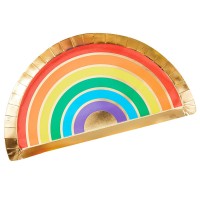 Gold Foiled & Rainbow Paper Plates - 8 pcs.