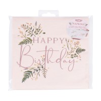Servetten Papier Happy Birthday Bloemen - 16 stuks