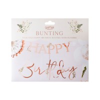 Floral Rose Gold Happy Birthday Banner (2m)
