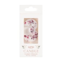Candle - Number 3 - Pressed Petals