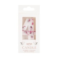 Candle - Number 4 - Pressed Petals