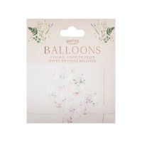 Set Ballons Confettis 'Happy Birthday' Florals - 5 pcs.