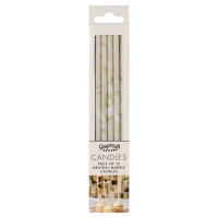 Nude and Champagne Gold Tall Marble Birthday Cake Candles - 12pcs. (18cm)