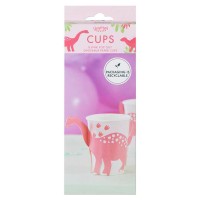 Pink Pop Out Dinosaur Paper Cups - 8pcs. (266ml)