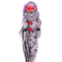 Décoration suspendue pour Halloween : Clown d'horreur avec lumière, son et mouvement (110cm)
