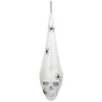 Halloween Hangdecoratie: LED Schedel in Spinnenweb (20 x 15cm)