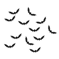 Halloween Tafelconfetti Zwarte Houten Vleermuizen - 24 stuks