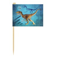 Cocktailprikkers Vlagjes Dinosaurus T-Rex - 24 stuks (7cm)