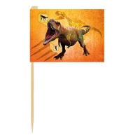 Cocktailprikkers Vlagjes Dinosaurus T-Rex - 24 stuks (7cm)