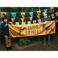 Guirlande de Lettre en carton Dinosaure T-Rex "Happy Birthday" (205cm)