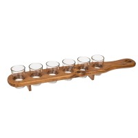 Set of 6 Shooter glasses, with wooden slat (45cm)